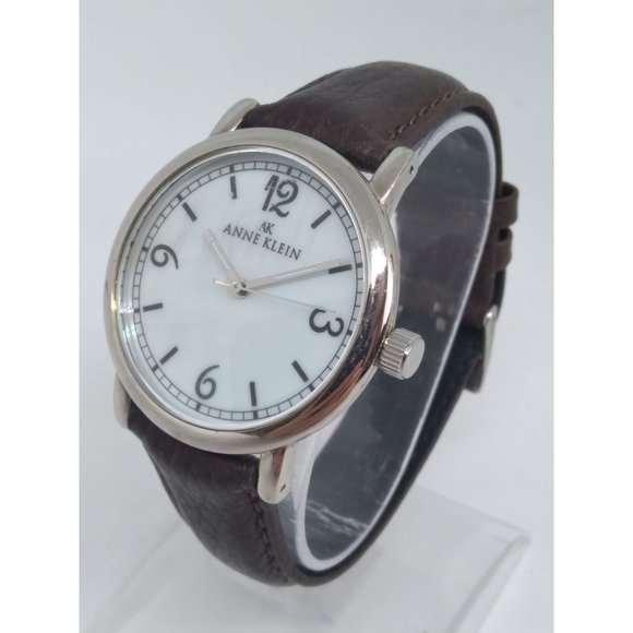 Anne Klein 10/9003 Women's 36mm Silver Tone MOP Dial Watch NEW STRAP + BATT - Picture 1 of 10
